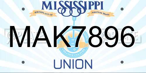 MAK7896 Mississippi License Plate