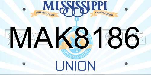 MAK8186 Mississippi License Plate