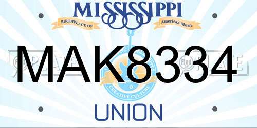 MAK8334 Mississippi License Plate
