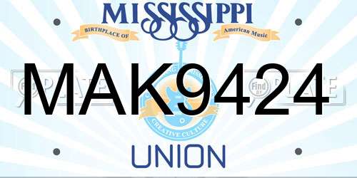 MAK9424 Mississippi License Plate