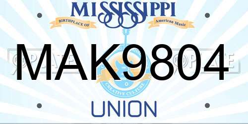 MAK9804 Mississippi License Plate