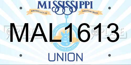 MAL1613 Mississippi License Plate