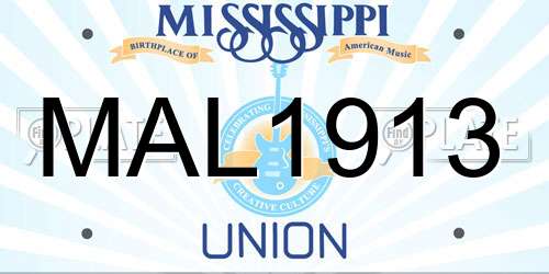 MAL1913 Mississippi License Plate