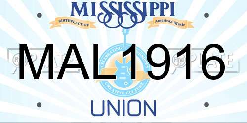 MAL1916 Mississippi License Plate