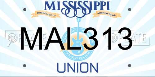 MAL313 Mississippi License Plate