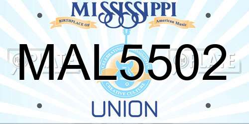 MAL5502 Mississippi License Plate