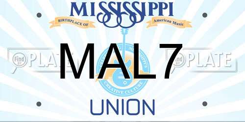 MAL7 Mississippi License Plate