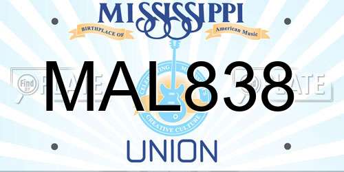 MAL838 Mississippi License Plate
