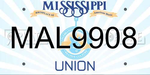 MAL9908 Mississippi License Plate