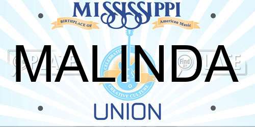 MALINDA Mississippi License Plate