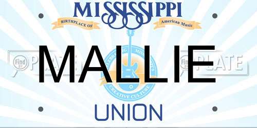 MALLIE Mississippi License Plate