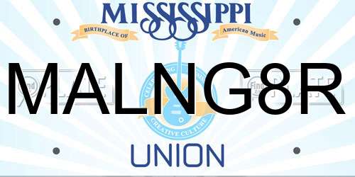 MALNG8R Mississippi License Plate