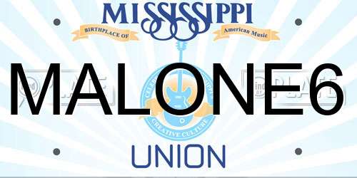 MALONE6 Mississippi License Plate