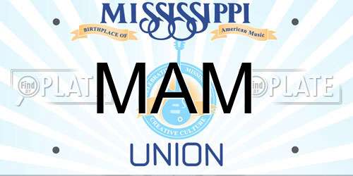 MAM Mississippi License Plate