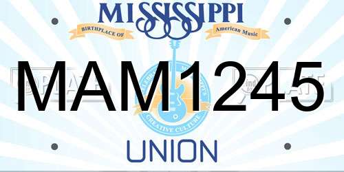 MAM1245 Mississippi License Plate