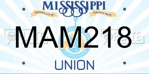 MAM218 Mississippi License Plate