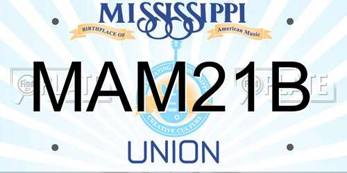 MAM21B Mississippi License Plate
