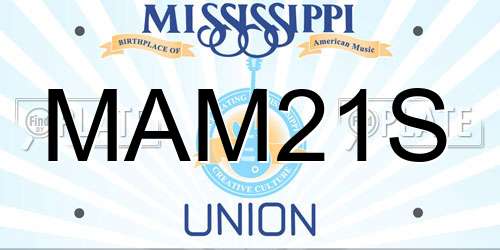 MAM21S Mississippi License Plate