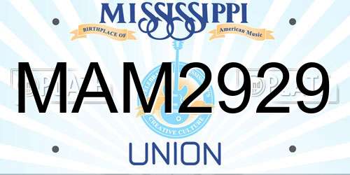 MAM2929 Mississippi License Plate