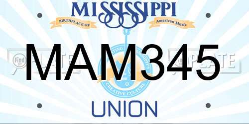 MAM345 Mississippi License Plate