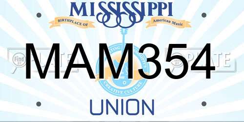MAM354 Mississippi License Plate