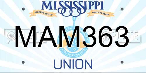 MAM363 Mississippi License Plate