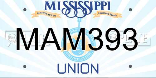 MAM393 Mississippi License Plate