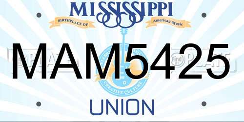 MAM5425 Mississippi License Plate