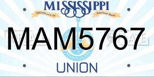 MAM5767 Mississippi License Plate
