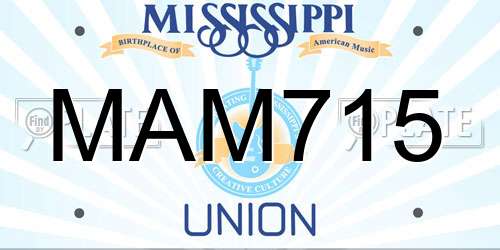MAM715 Mississippi License Plate