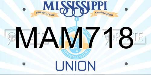 MAM718 Mississippi License Plate