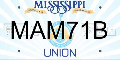 MAM71B Mississippi License Plate