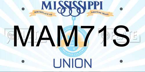 MAM71S Mississippi License Plate