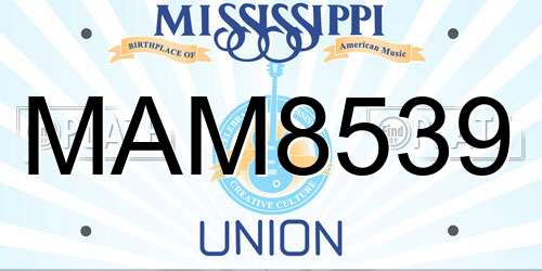 MAM8539 Mississippi License Plate