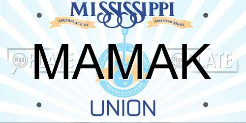 MAMAK Mississippi License Plate