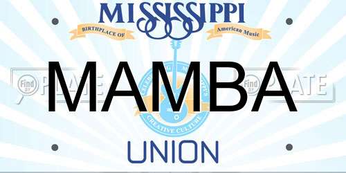 MAMBA Mississippi License Plate