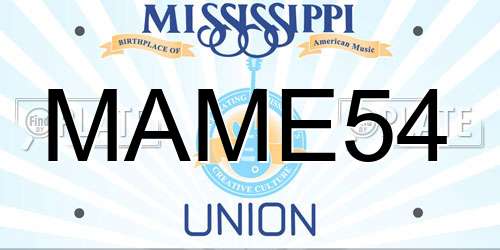 MAME54 Mississippi License Plate