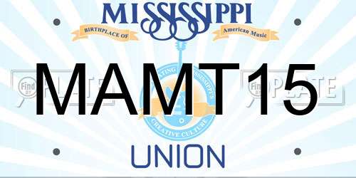 MAMT15 Mississippi License Plate