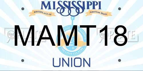MAMT18 Mississippi License Plate