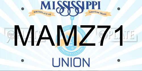 MAMZ71 Mississippi License Plate