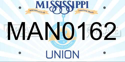 MAN0162 Mississippi License Plate