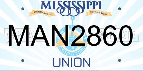 MAN2860 Mississippi License Plate