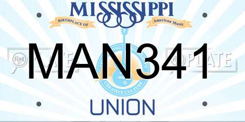 MAN341 Mississippi License Plate