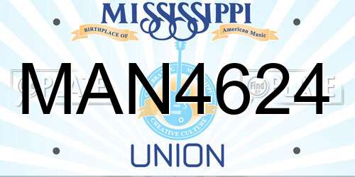 MAN4624 Mississippi License Plate