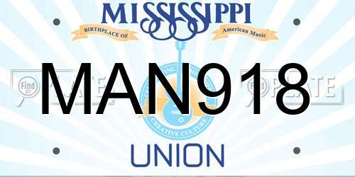 MAN918 Mississippi License Plate
