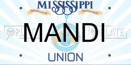 MANDI Mississippi License Plate