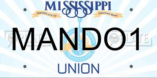 MANDO1 Mississippi License Plate