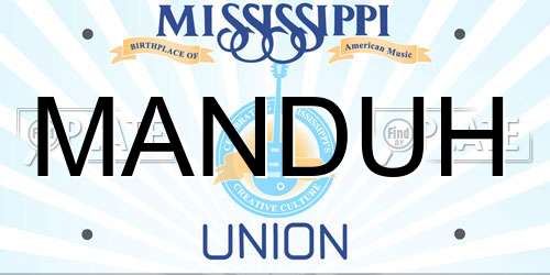 MANDUH Mississippi License Plate