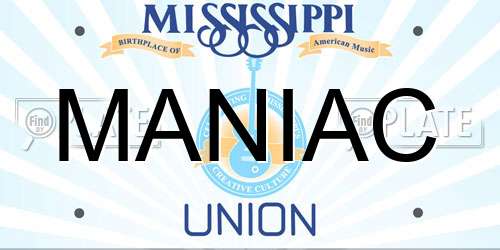 MANIAC Mississippi License Plate