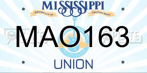 MAO163 Mississippi License Plate